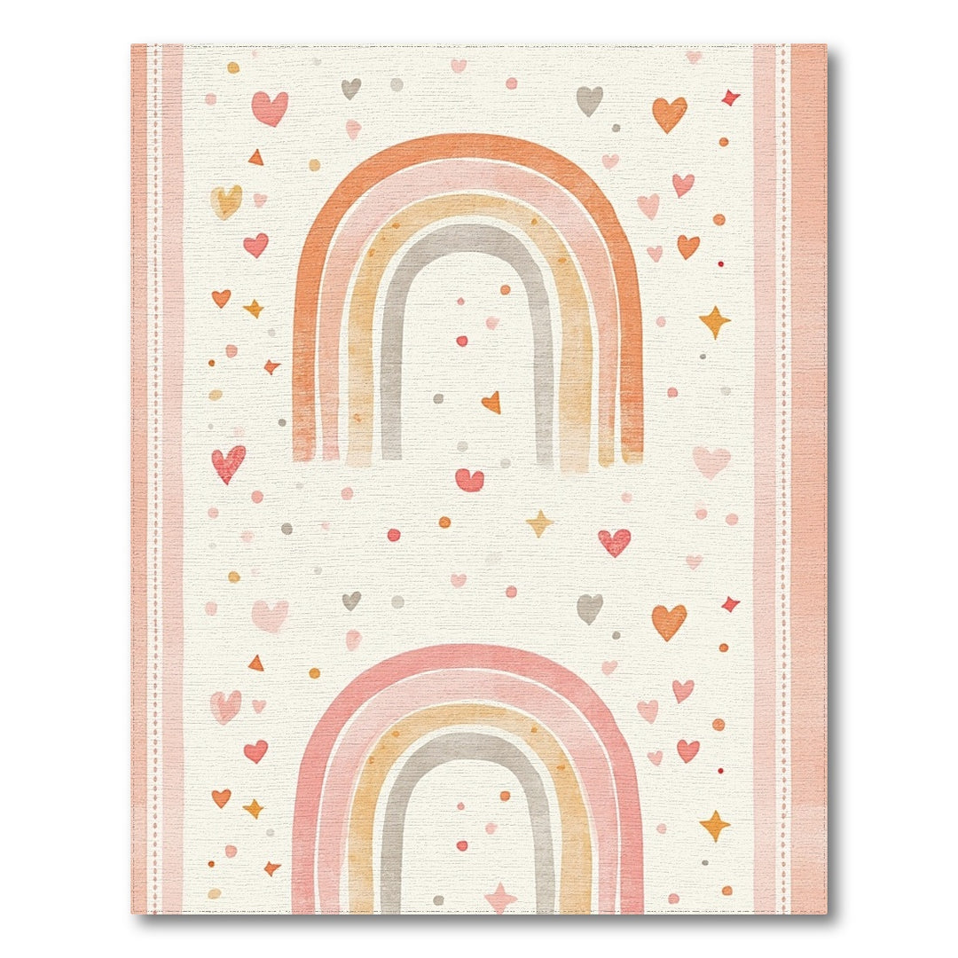 Kids Cartoon Pink Rainbow Hearts Kids Area Rug