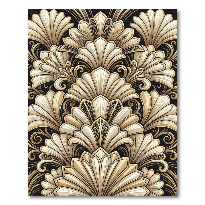 Elegant Gold Art Deco Relief Rug