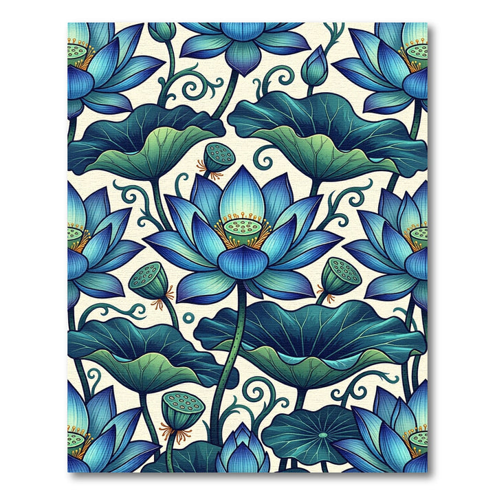 Artistic Blue Lotus Floral Rug