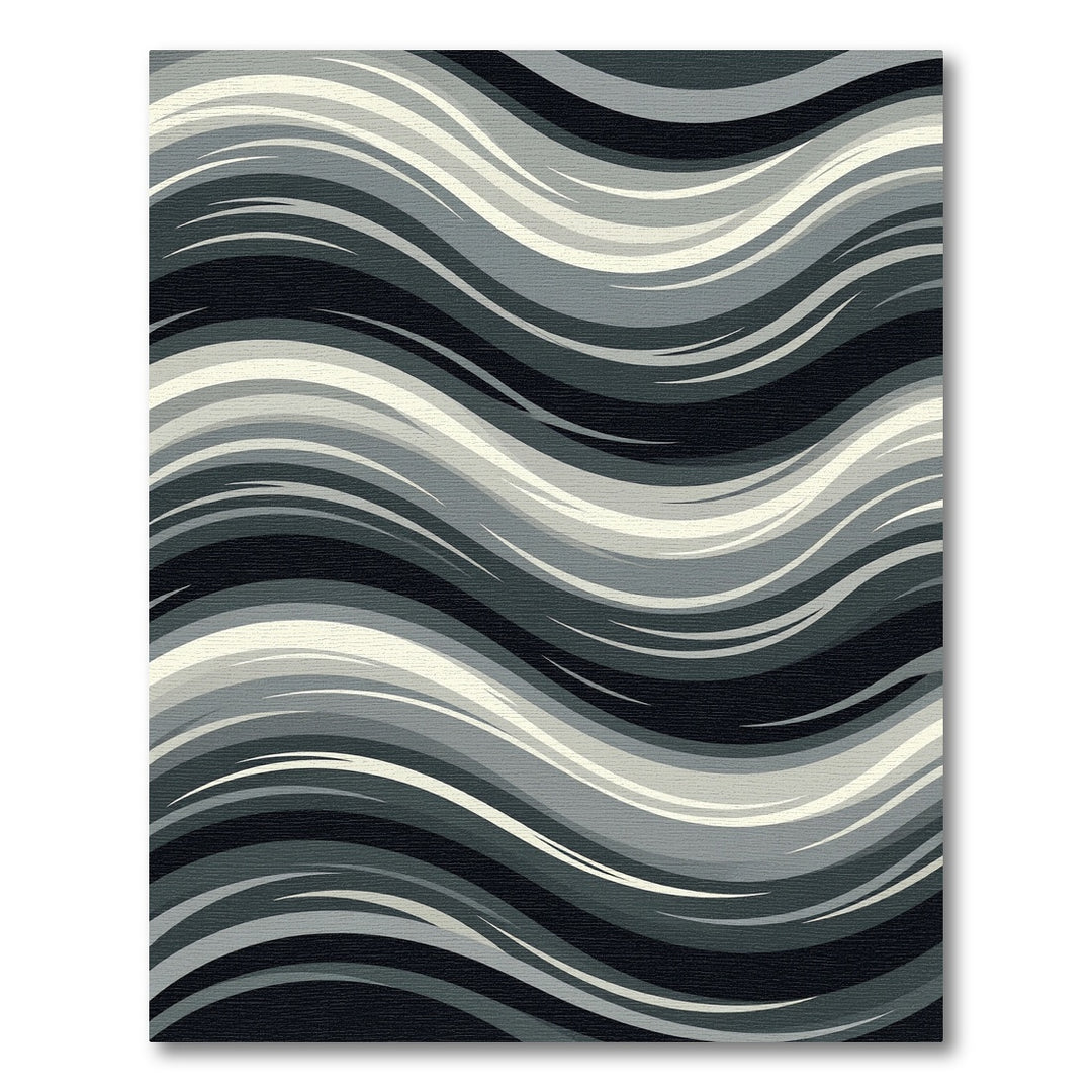 Abstract Gray Wave Flow Rug