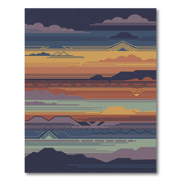 Western Sunset Mountain Landscape Rug