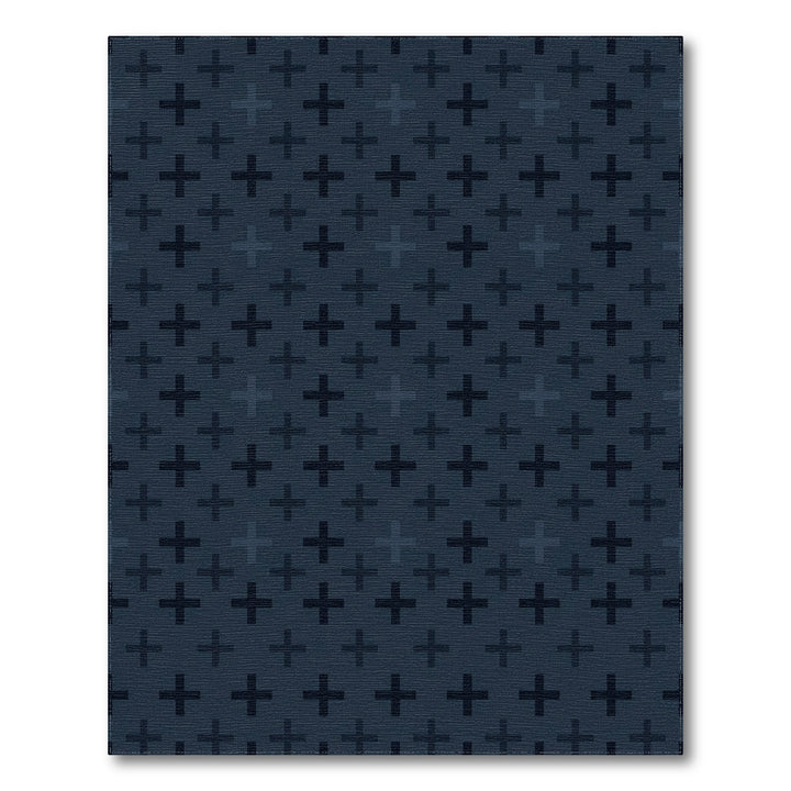 Dark Navy Blue Cross Grid Rug