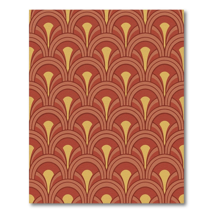 Terracotta Golden Fan Overlay Rug