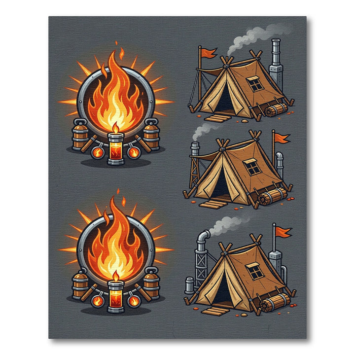 Cozy Campfire And Tent Illustration Rug