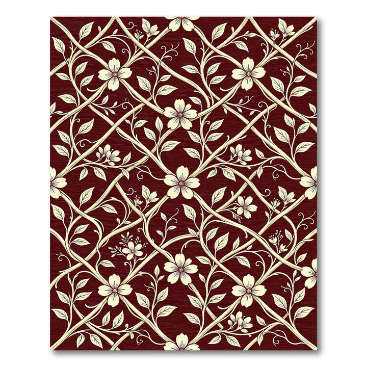 Cream Floral Vine Lattice Rug