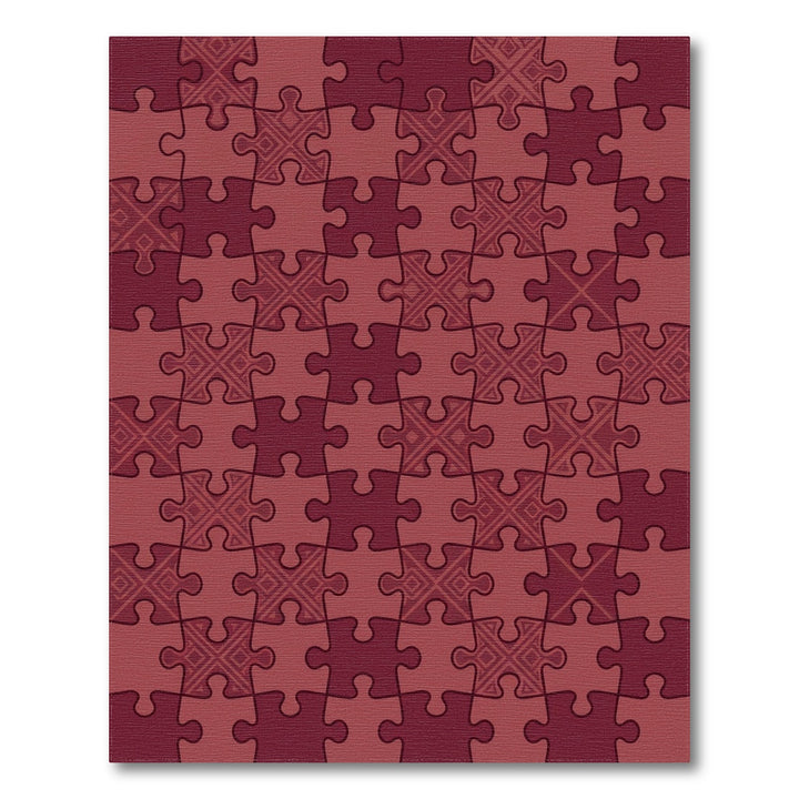 Crimson Jigsaw Puzzle Geometric Rug