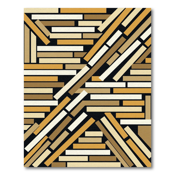 Abstract Golden Wood Slats Rug
