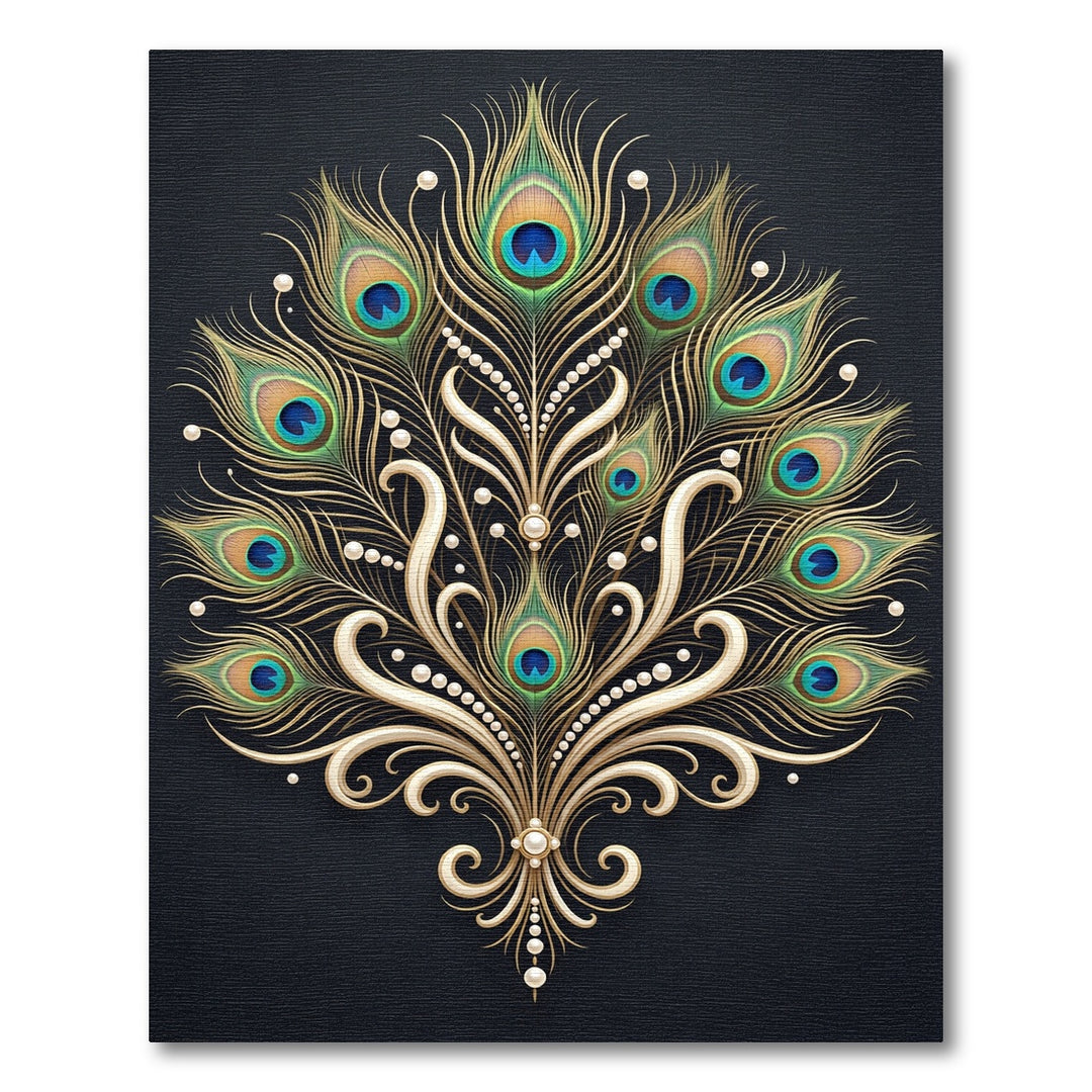 Art Deco Peacock Feather Pearl Rug