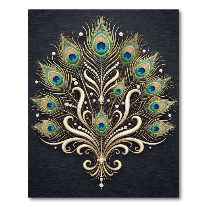 Art Deco Peacock Feather Pearl Rug