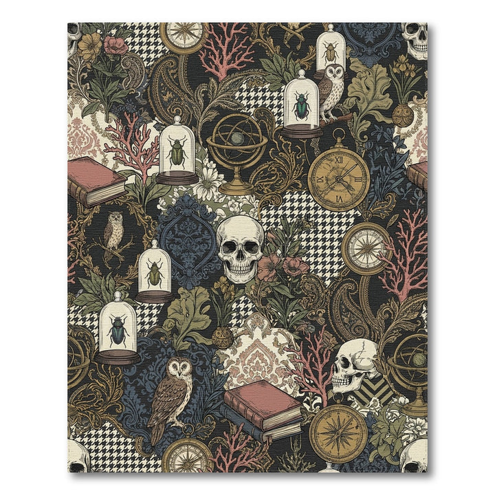 Dark Academia Skulls Insects Globes Books Rug