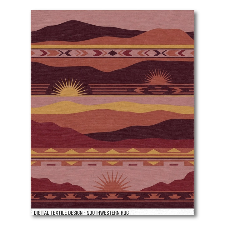 Earthy Southwestern Landscape Sunburst Rug