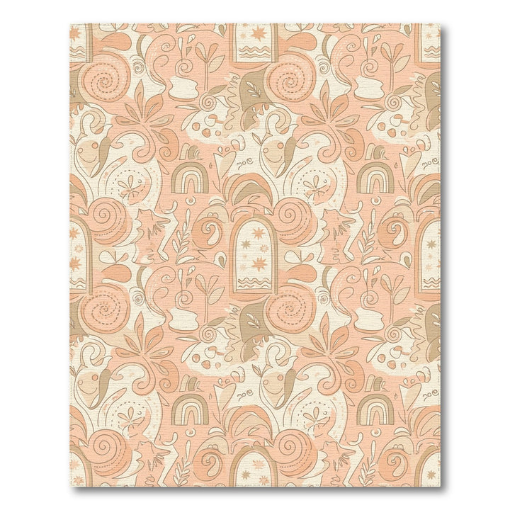 Abstract Whimsical Orange Nature Elements Rug