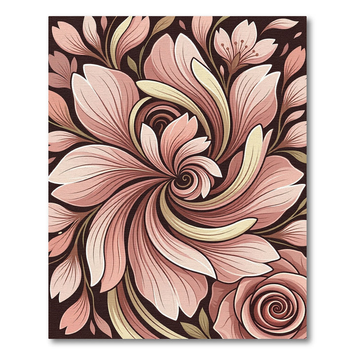 Blush Pink Floral Swirl Arrangement Rug