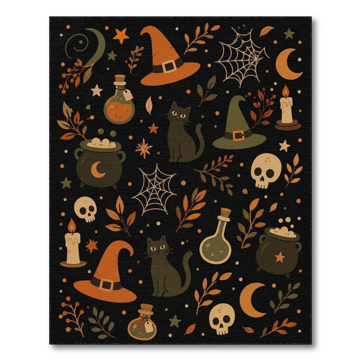 Spooky Black Cat Halloween Area Rug