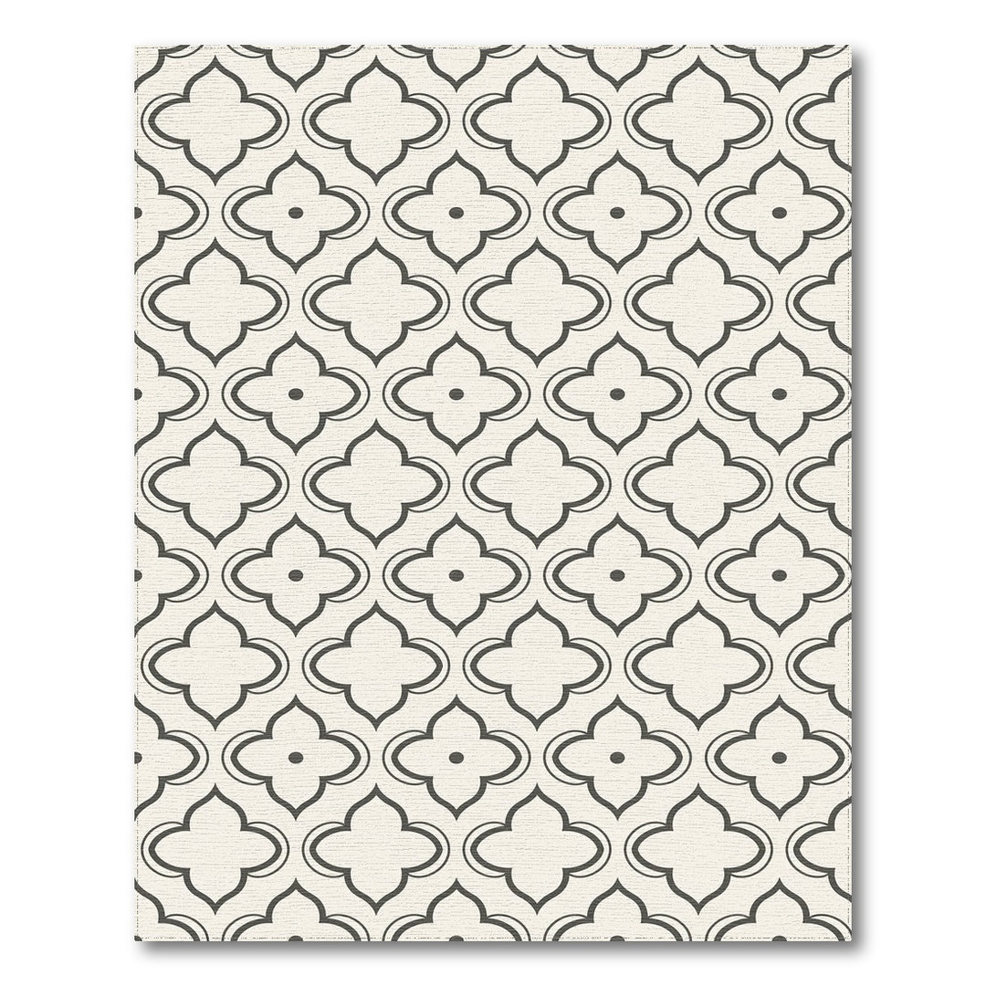 Black White Quatrefoil Geometric Area Rug