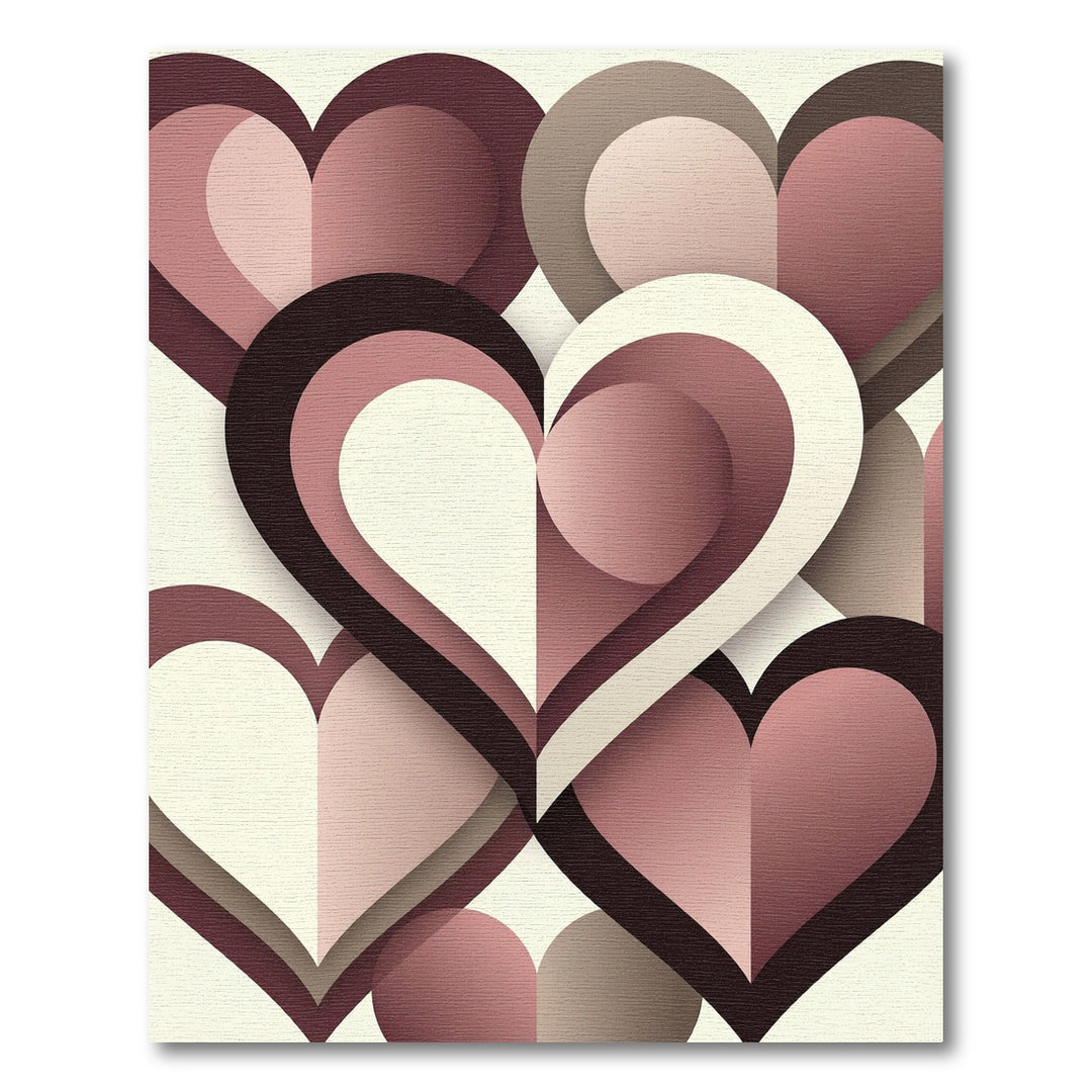 Retro Heart Layers Deep Rose Rug