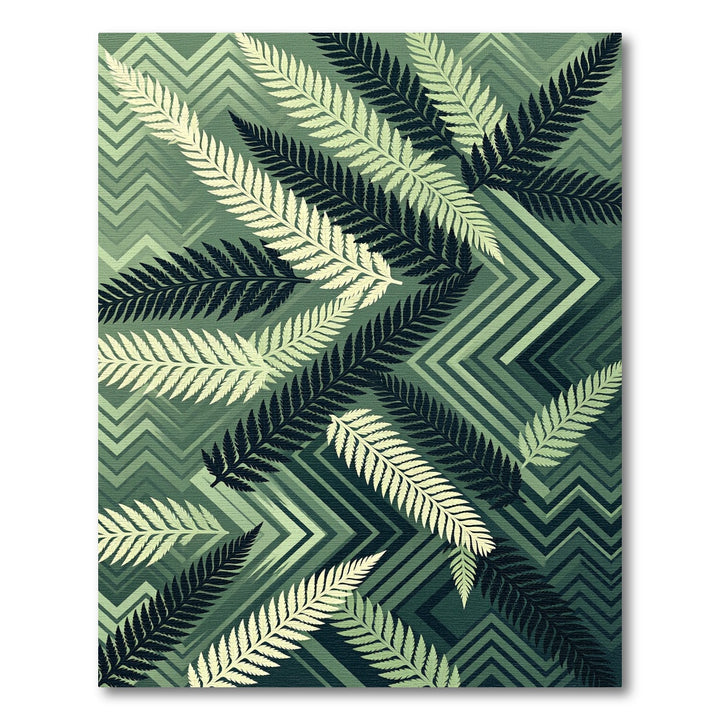 Verdant Fern Zigzag Overlay Rug