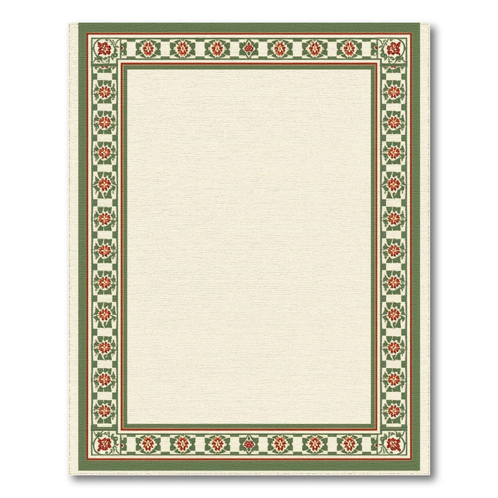 Green Floral Vintage Border Area Rug