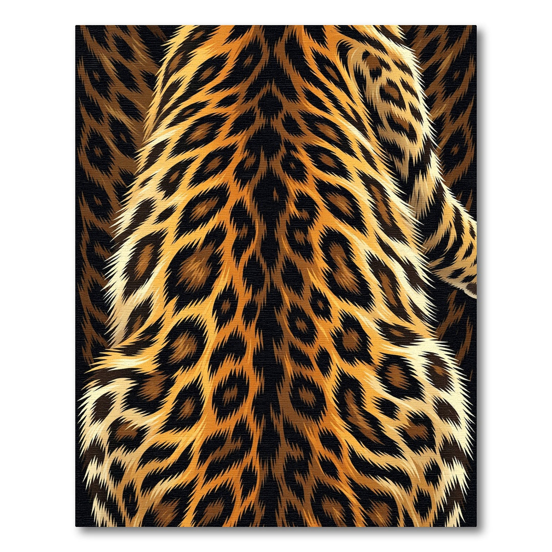 Golden Black Fur Leopard Spots Rug