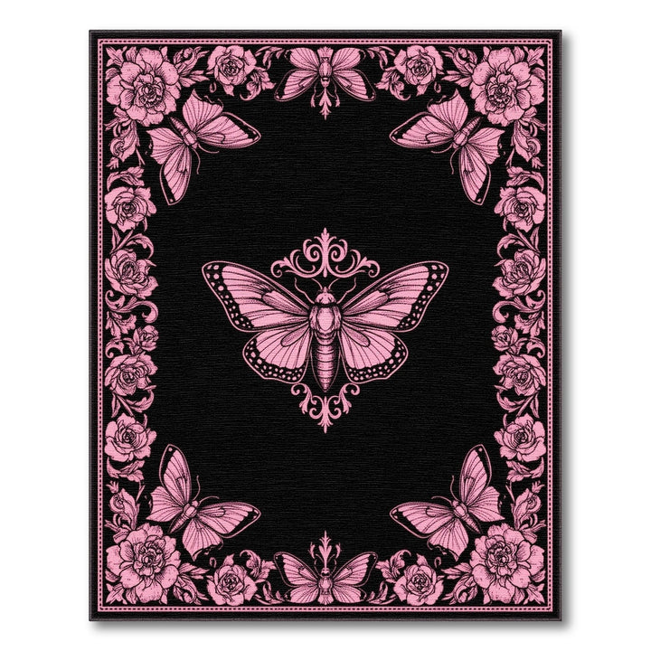 Pink Butterfly Vintage Floral Area Rug