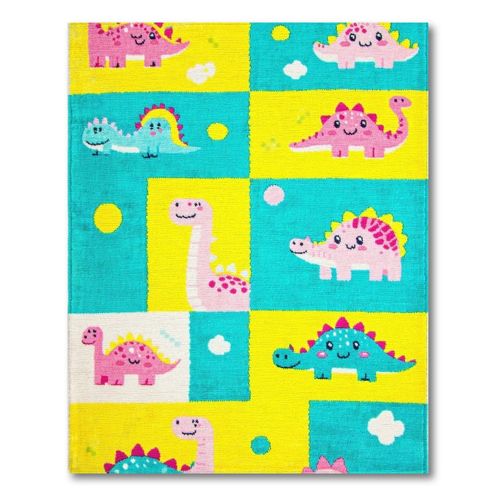 Colorful Cartoon Dinosaur Kids Area Rug