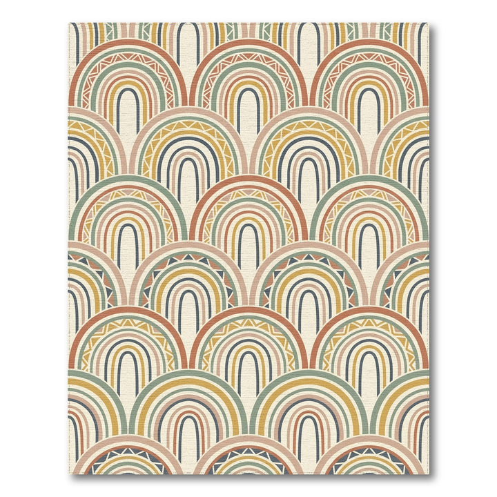 Earthy Tone Rainbow Scallop Art Rug