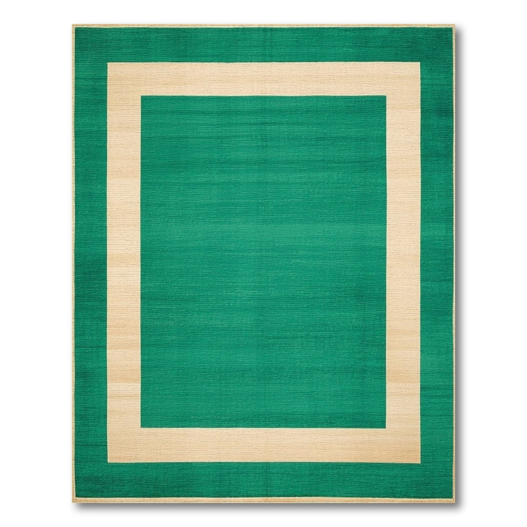 Green Geometric Modern Green Geometric Border Area Rug