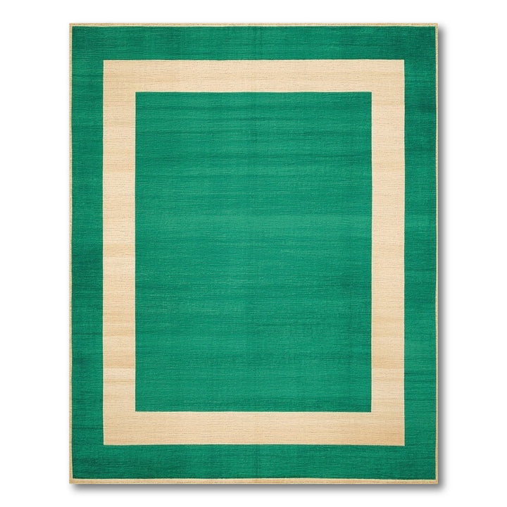 Green Geometric Modern Green Geometric Border Area Rug