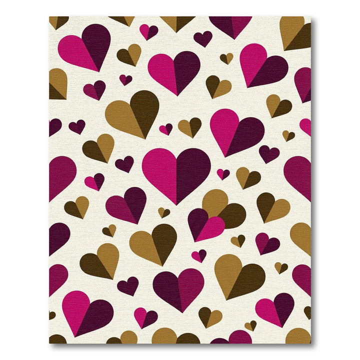 Deep Magenta Brown Geometric Hearts Rug