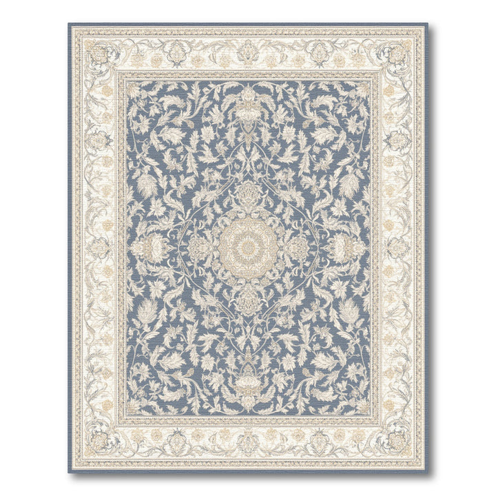Blue Ivory Persian Floral Medallion Rug