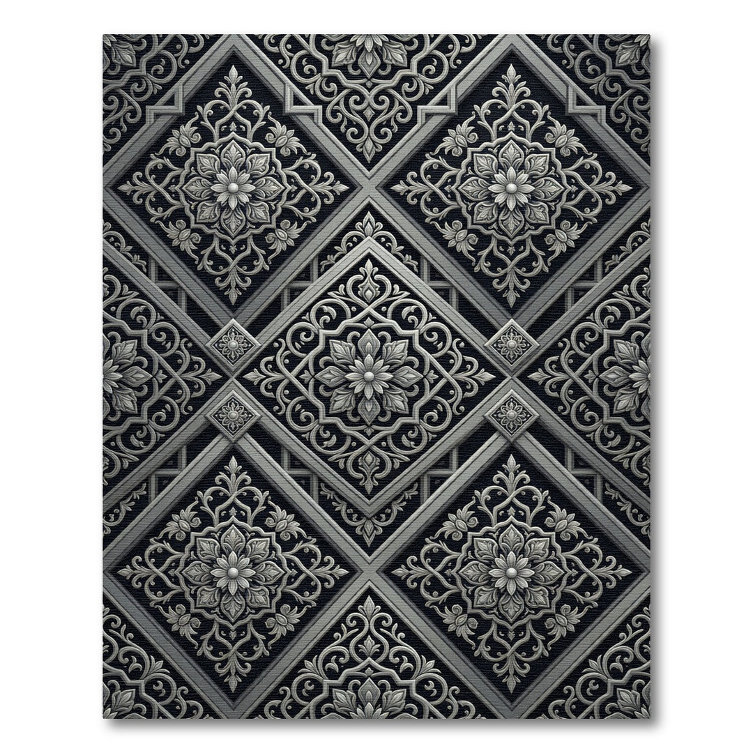 Elaborate Gray Floral Medallion Rug