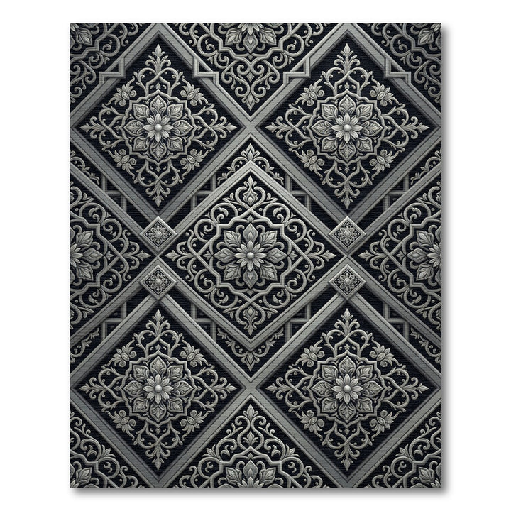 Elaborate Gray Floral Medallion Rug