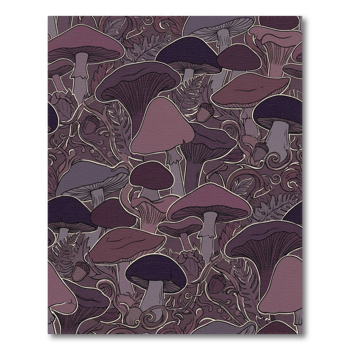 Muted Plum Mushroom Forest Silhouette Rug