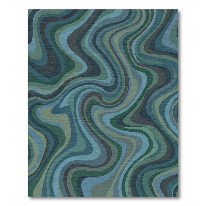 Abstract Swirl Blue Green Waves Rug