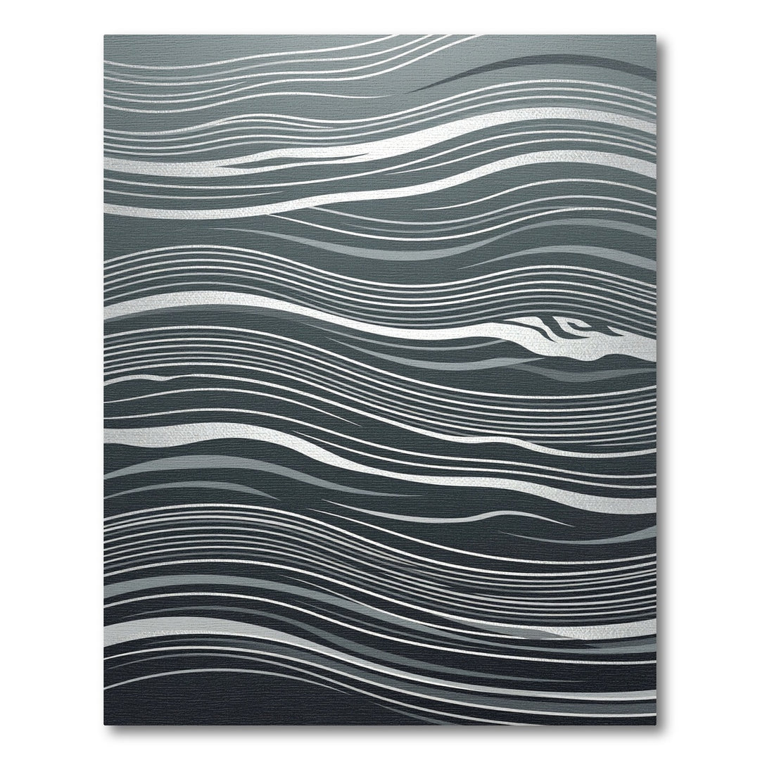 Deep Gray Wavy Stripe Abstract Rug