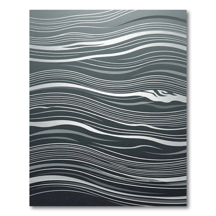 Deep Gray Wavy Stripe Abstract Rug