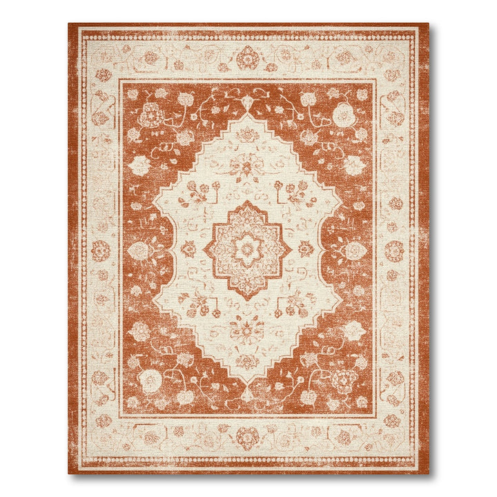 Red Floral Vintage Area Rug