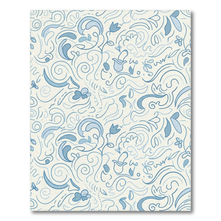 Light Blue Floral Swirls Rug