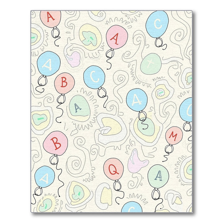 Playful Alphabet Balloons Pastel Swirls Rug