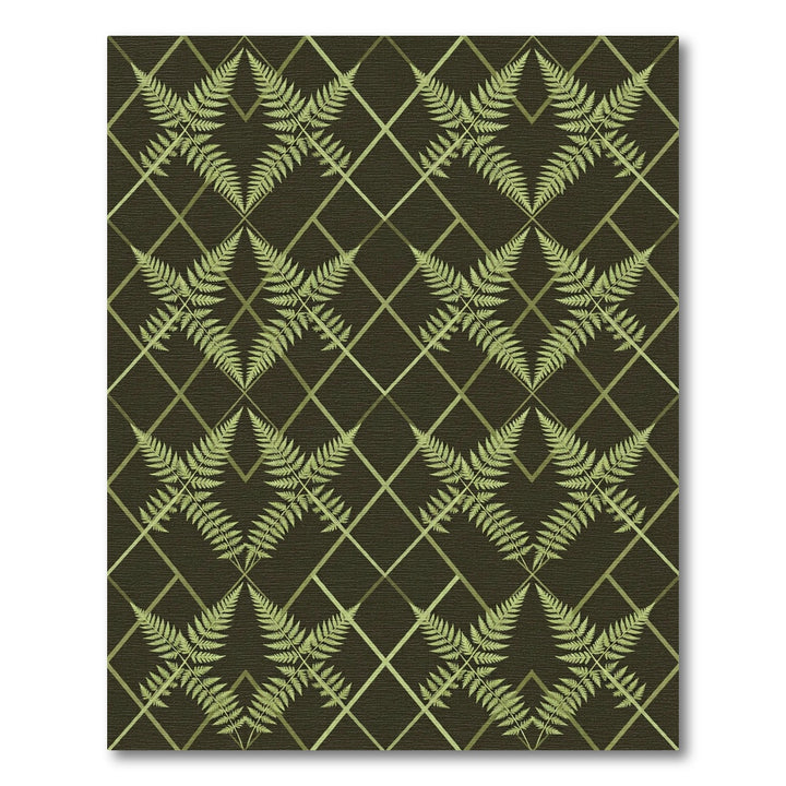 Fern Lattice Dark Green Botanical Rug