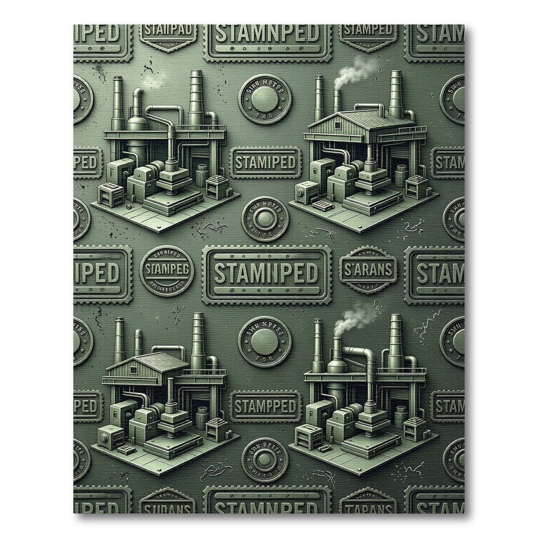 Industrial Factory Gears Pattern Rug