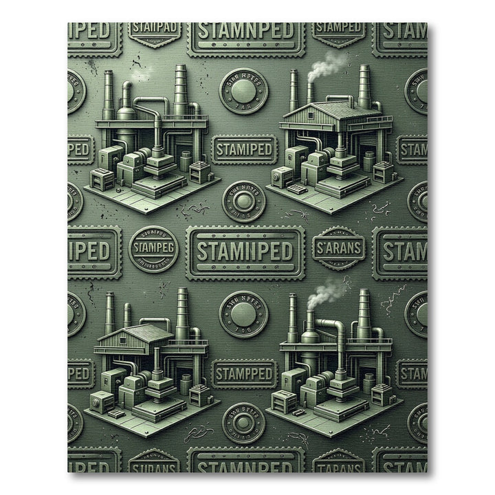 Industrial Factory Gears Pattern Rug