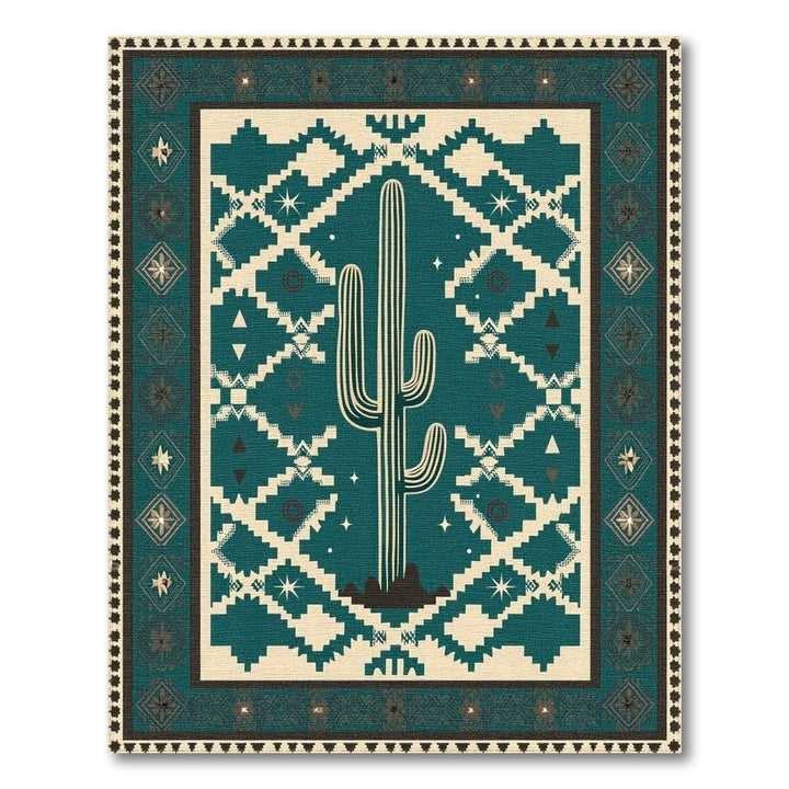 Teal Southwestern Cactus Area Rug