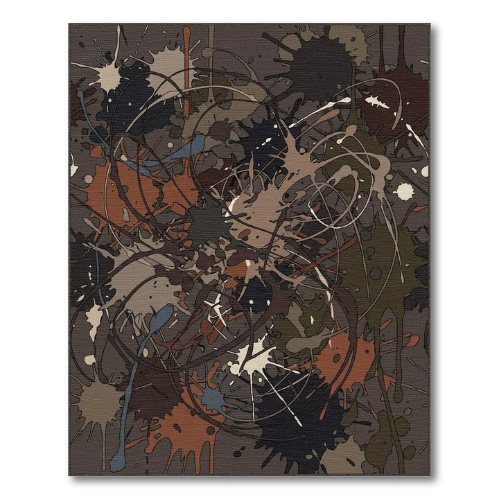 Splattered Abstract Earth Tone Canvas Rug
