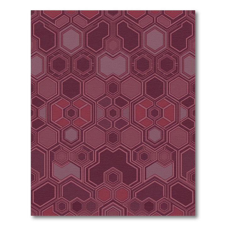 Burgundy Geometric Hexagon Tessellation Rug