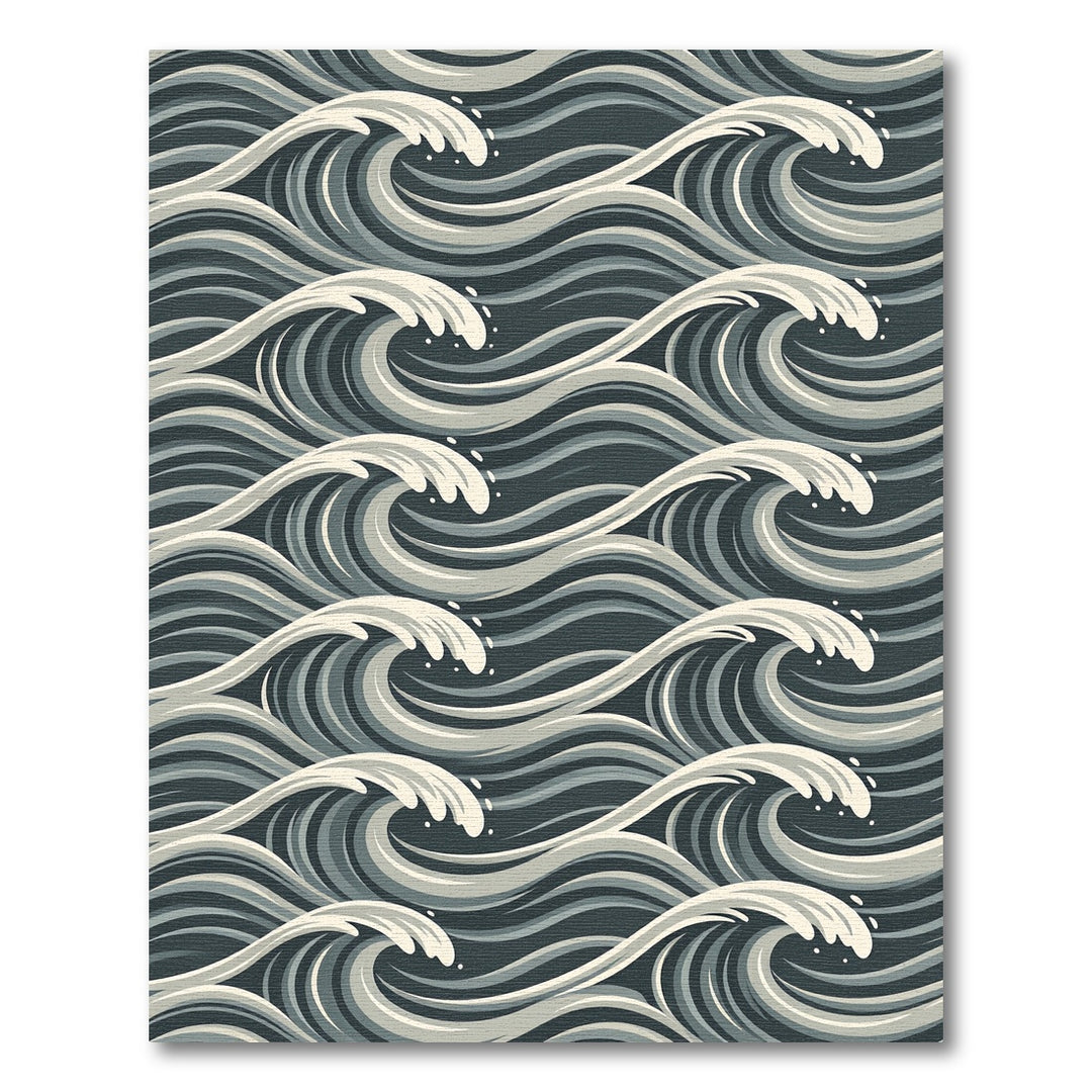 Dark Blue Wave Art Rug