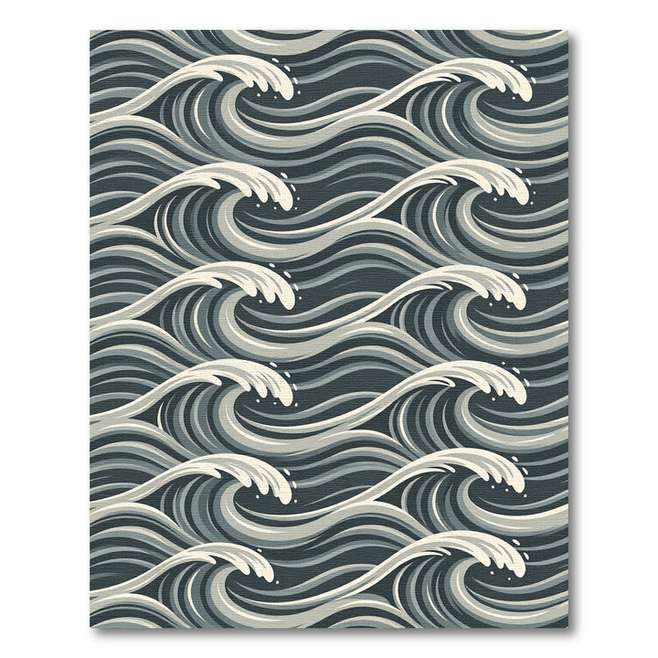 Dark Blue Wave Art Rug