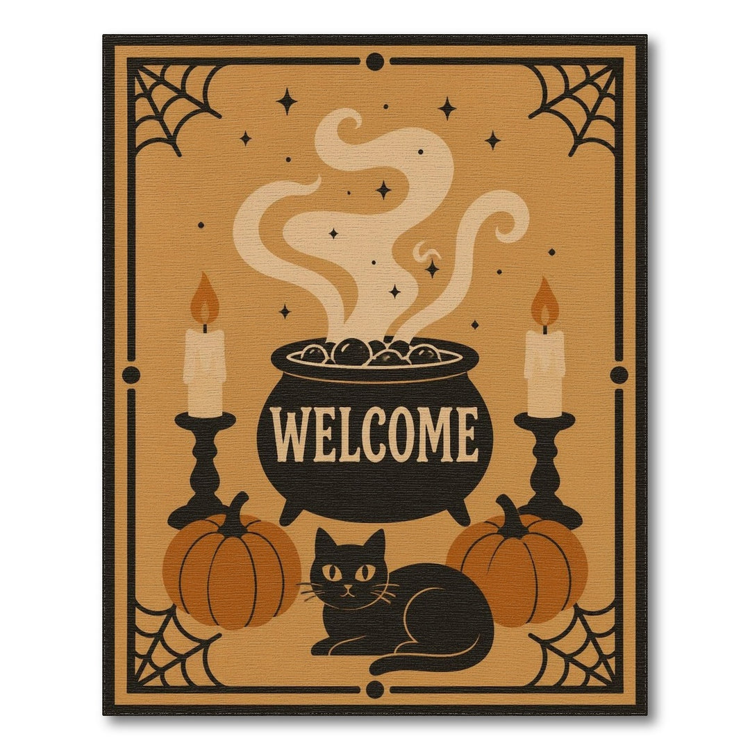 Halloween Welcome Cauldron Orange Area Rug