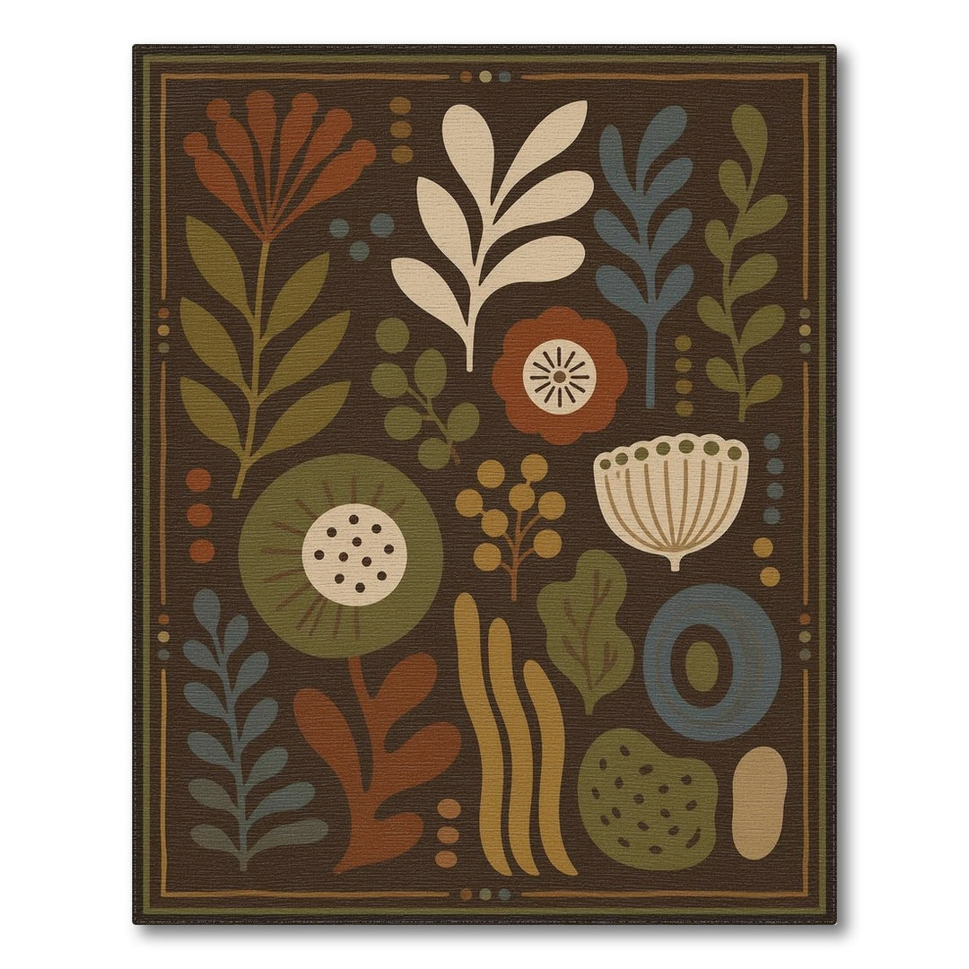 Boho Floral Brown Area Rug
