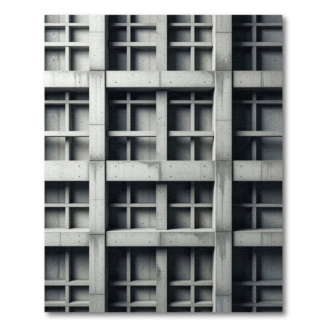 Gray Concrete Brutalist Grid Rug